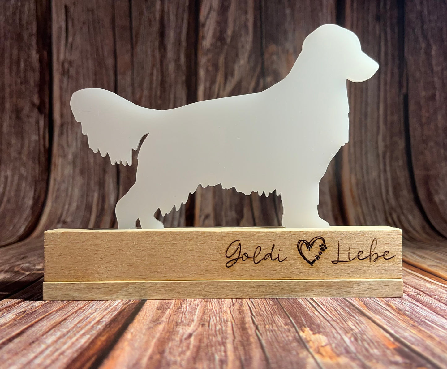 Hundesilhouette im Holzaufsteller